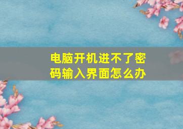 电脑开机进不了密码输入界面怎么办