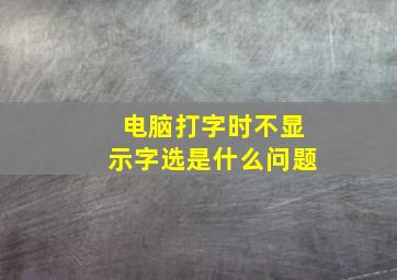 电脑打字时不显示字选是什么问题