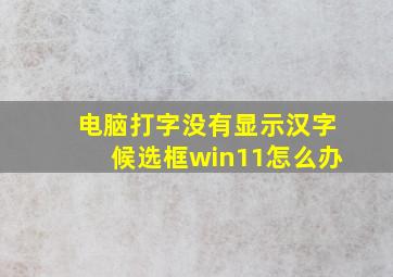 电脑打字没有显示汉字候选框win11怎么办