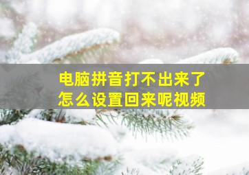 电脑拼音打不出来了怎么设置回来呢视频