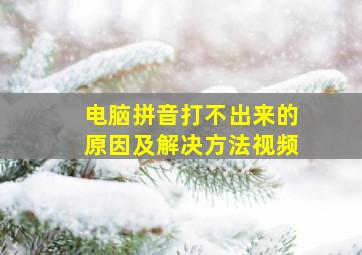 电脑拼音打不出来的原因及解决方法视频