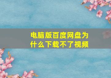 电脑版百度网盘为什么下载不了视频