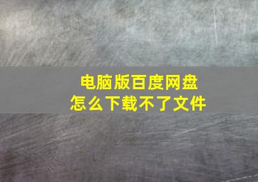 电脑版百度网盘怎么下载不了文件