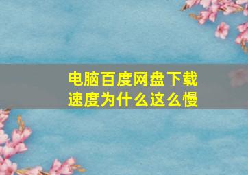 电脑百度网盘下载速度为什么这么慢