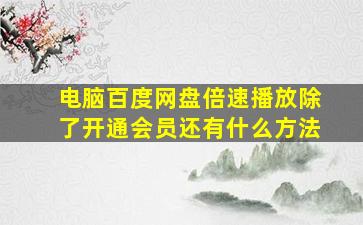 电脑百度网盘倍速播放除了开通会员还有什么方法