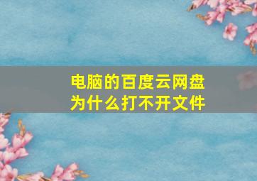 电脑的百度云网盘为什么打不开文件