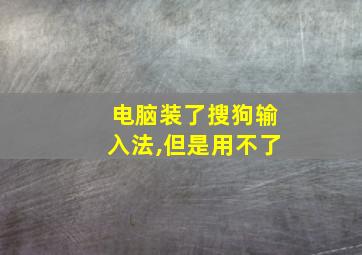 电脑装了搜狗输入法,但是用不了