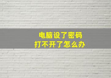 电脑设了密码打不开了怎么办