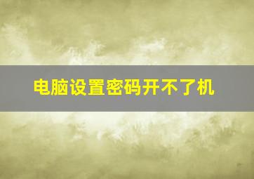 电脑设置密码开不了机