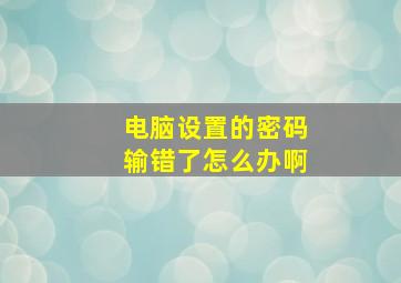 电脑设置的密码输错了怎么办啊