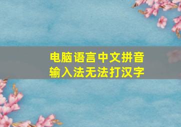 电脑语言中文拼音输入法无法打汉字