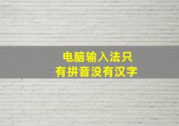 电脑输入法只有拼音没有汉字