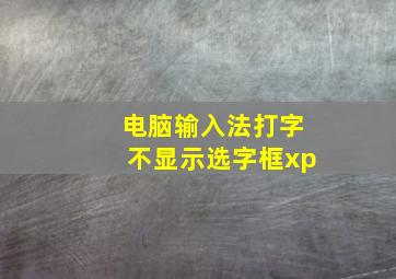 电脑输入法打字不显示选字框xp