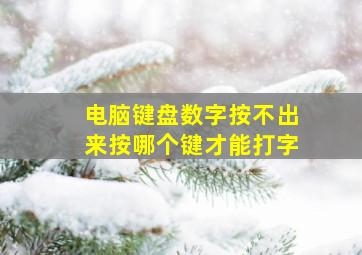 电脑键盘数字按不出来按哪个键才能打字