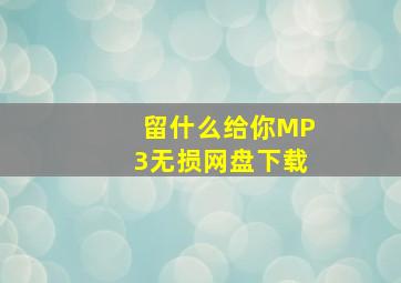 留什么给你MP3无损网盘下载