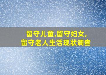 留守儿童,留守妇女,留守老人生活现状调查