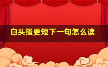 白头搔更短下一句怎么读