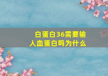 白蛋白36需要输人血蛋白吗为什么