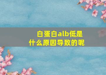 白蛋白alb低是什么原因导致的呢