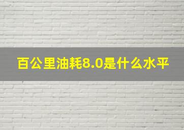 百公里油耗8.0是什么水平