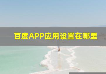 百度APP应用设置在哪里