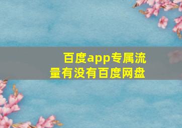 百度app专属流量有没有百度网盘