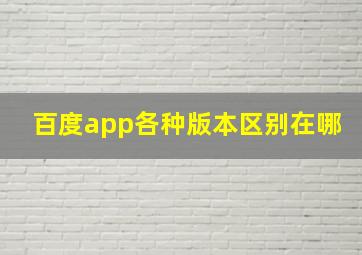 百度app各种版本区别在哪