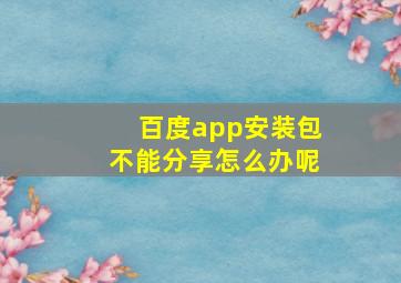 百度app安装包不能分享怎么办呢