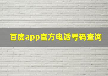 百度app官方电话号码查询