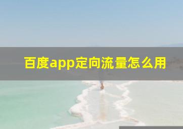 百度app定向流量怎么用