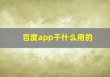 百度app干什么用的