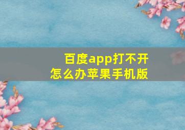 百度app打不开怎么办苹果手机版