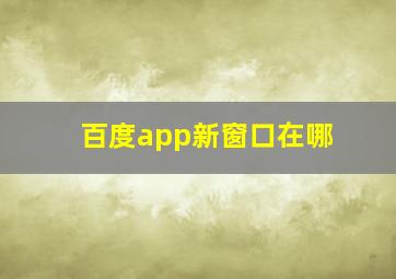 百度app新窗口在哪