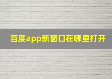 百度app新窗口在哪里打开