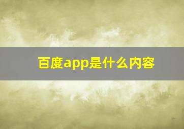 百度app是什么内容