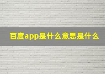 百度app是什么意思是什么