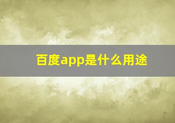 百度app是什么用途