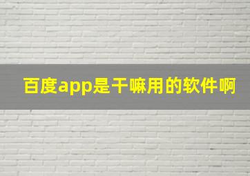 百度app是干嘛用的软件啊