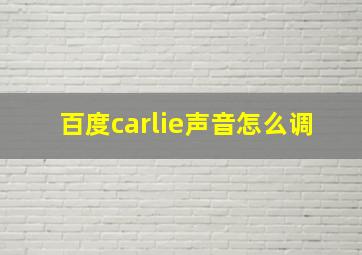 百度carlie声音怎么调