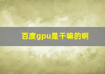 百度gpu是干嘛的啊