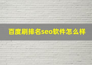 百度刷排名seo软件怎么样