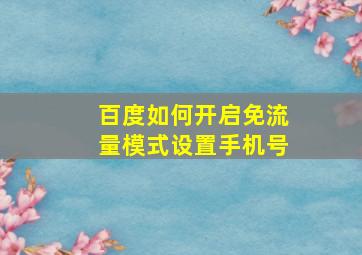 百度如何开启免流量模式设置手机号