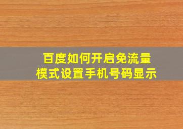 百度如何开启免流量模式设置手机号码显示