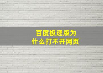 百度极速版为什么打不开网页