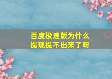 百度极速版为什么提现提不出来了呀