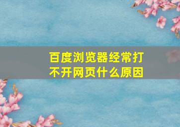 百度浏览器经常打不开网页什么原因