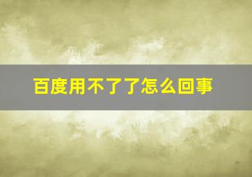 百度用不了了怎么回事