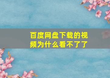 百度网盘下载的视频为什么看不了了