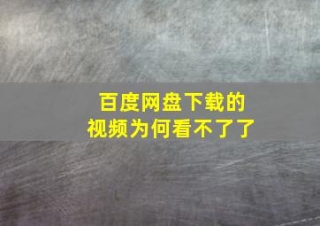 百度网盘下载的视频为何看不了了