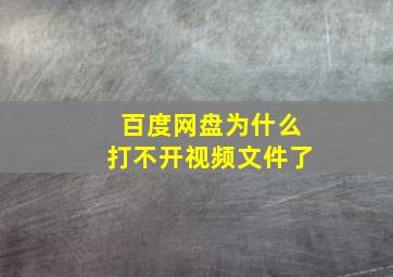 百度网盘为什么打不开视频文件了